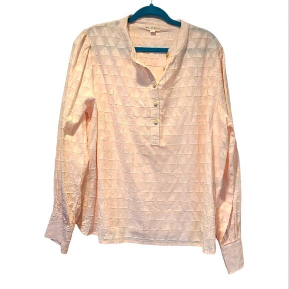 Roller Rabbit Textured Relaxed Long Sleeve Popover Tunic Blush Pink | XL - Picture 1 of 8